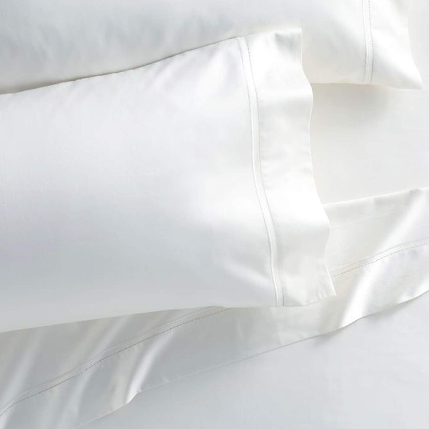 Juego de 2 fundas de almohada 100% algodón percal tamaño estándar para hogares, hoteles y hospitales, algodón de fibra larga para fundas de almohada