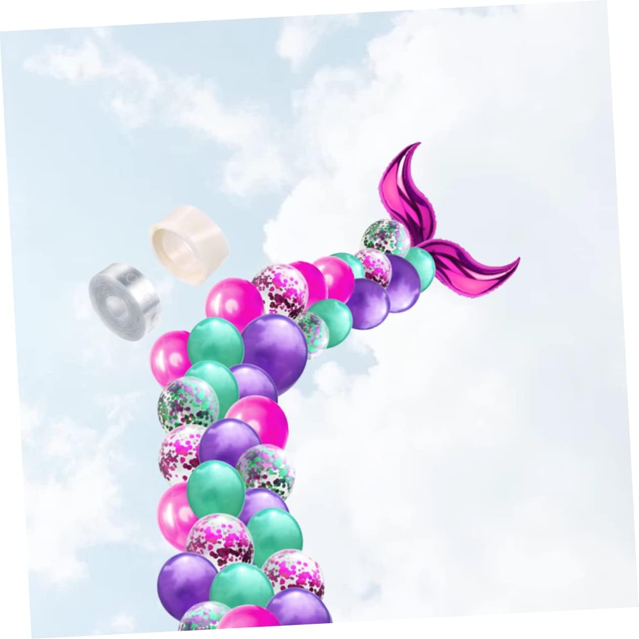 SAFIGLE 132 Pcs Flower Garland Decorations Latex Outfit Green Balloon Green Ballons Mermaid Tail Balloon Happy Birthday Ballons Ocean Balloons Green