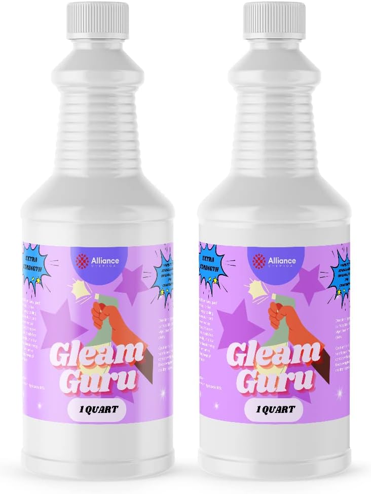 Ultra Strength Gleam Guru – Mejorado con amoníaco – Botellas de 2 cuartos de galón (64 onzas líquidas) – Solución de limpieza para un brillo