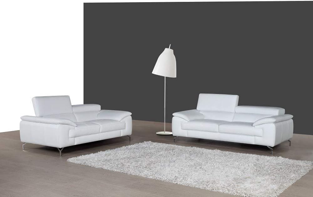 J&M Furniture Sofá de cuero italiano A973 en blanco