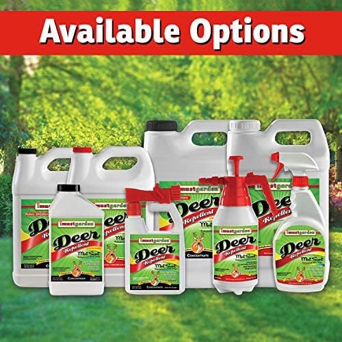I Must Garden – Repelente de ciervos especial concentrado de 32 onzas + 32 onzas en aerosol listo para usar – Aroma natural a menta