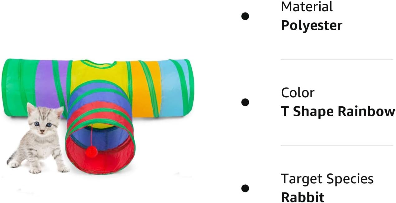 Alicedreamsky Túnel para gatos, tubo plegable con 1 pelota de juego, túneles de gato de 3 vías para gatos de interior, cachorros, gatitos, gatitos,