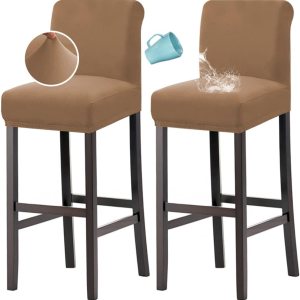 H.VERSAILTEX Juego de 2 fundas elásticas 100 % impermeables para taburete de bar, para comedor, extraíble, suave y gruesa, tela polar sólida, color H.VERSAILTEX Juego de 2 fundas elásticas 100 % impermeables para taburete de bar, para comedor, extraíble, suave y gruesa, tela polar sólida, color