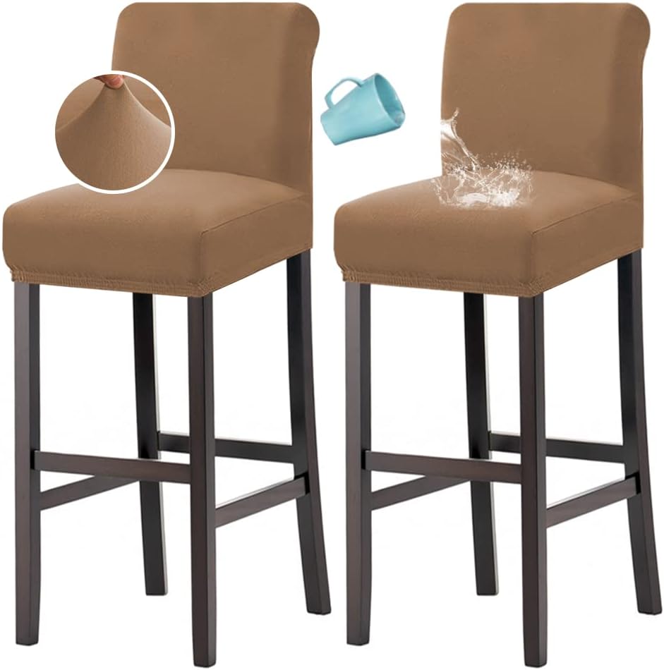 H.VERSAILTEX Juego de 2 fundas elásticas 100 % impermeables para taburete de bar, para comedor, extraíble, suave y gruesa, tela polar sólida, color