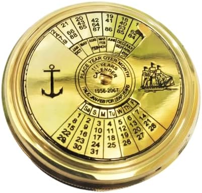 Brújula de bolsillo con poema de Robert Frost con calendario de 100 años de estuche de cuero