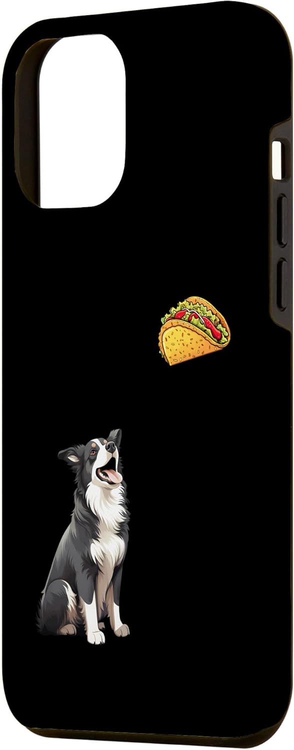 Funda para iPhone 12 Pro Max Border Collie mirando a Taco, divertida funda Border Collie