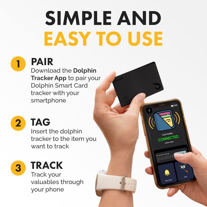tag8 DOLPHIN – Rastreador inteligente Bluetooth elegante, buscador de cartera, rastreador de tarjetas para bolsa de equipaje para ubicar dentro del