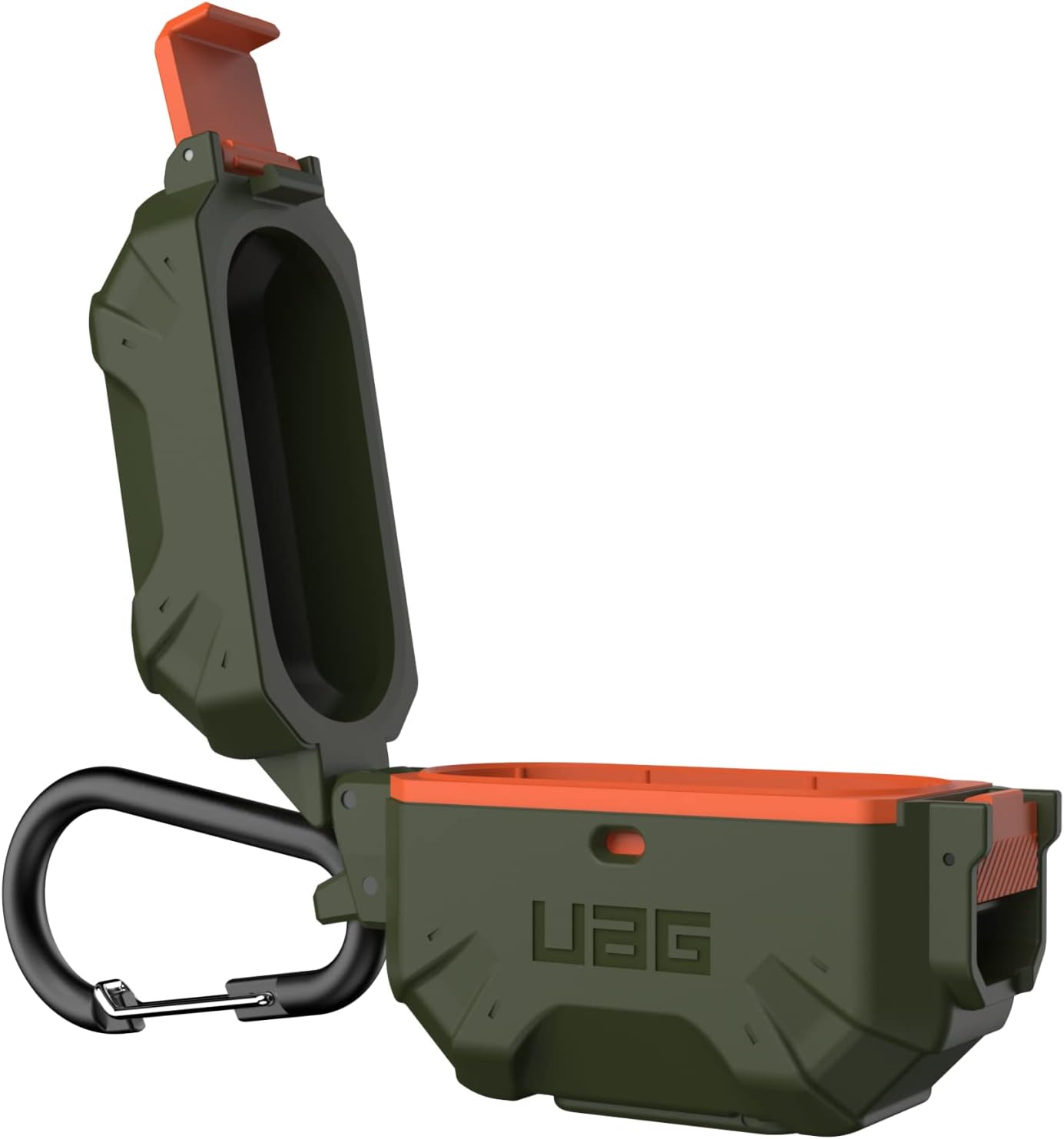 URBAN ARMOR GEAR UAG – Funda protectora duradera y suave al tacto diseñada para AirPod, color verde y naranja (3 generación, 2021) con mosquetón