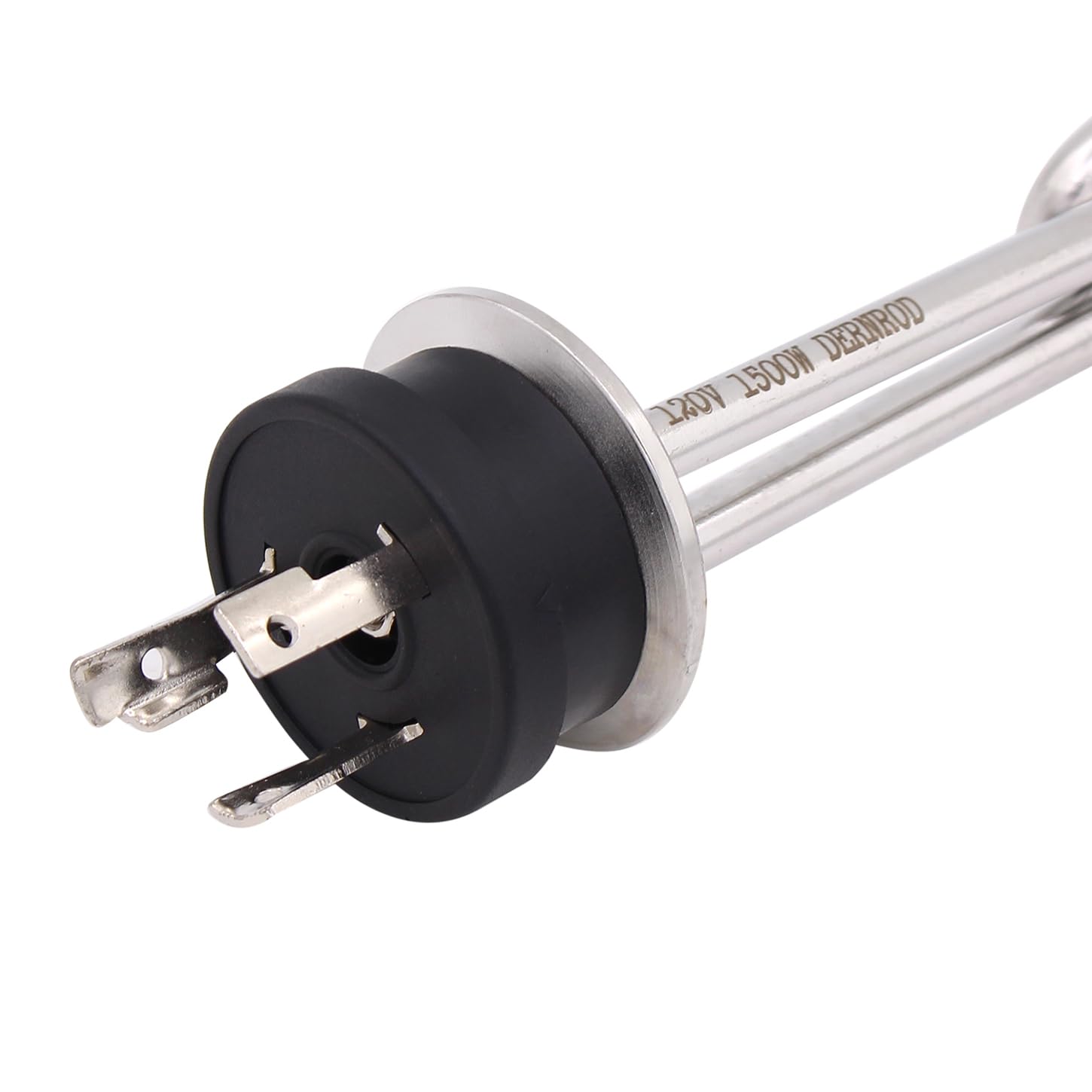DERNORD Calentador de agua de inmersión de acero inoxidable con triple abrazadera plegable de 120 V 1500 W con enchufe de bloqueo eléctrico de 3