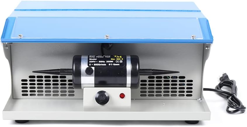 200W 110V Pulidor de joyería moderno Pulidor Pulido Pulido Máquina Colector de polvo con luz 8000Rpm Plata y Azul