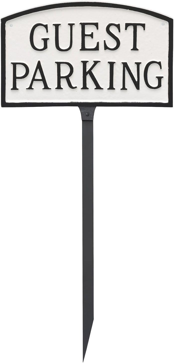 Placa de metal fundido para aparcamiento de invitados – Placa de exhibición de pared o césped – Letrero de estacionamiento – Placa de negocios –