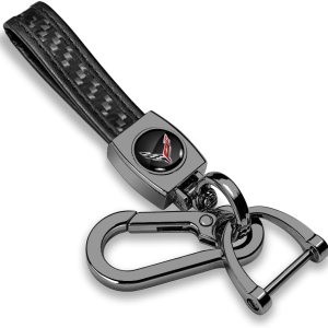 Para Chevrolet Corvette C8 – Llavero con correa de fibra de carbono, color negro real, con licencia oficial Para Chevrolet Corvette C8 – Llavero con correa de fibra de carbono, color negro real, con licencia oficial