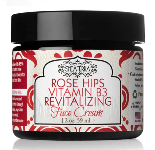 Shea Terra Rose Hips Vitamina B3 Crema facial revitalizante – 2 onzas