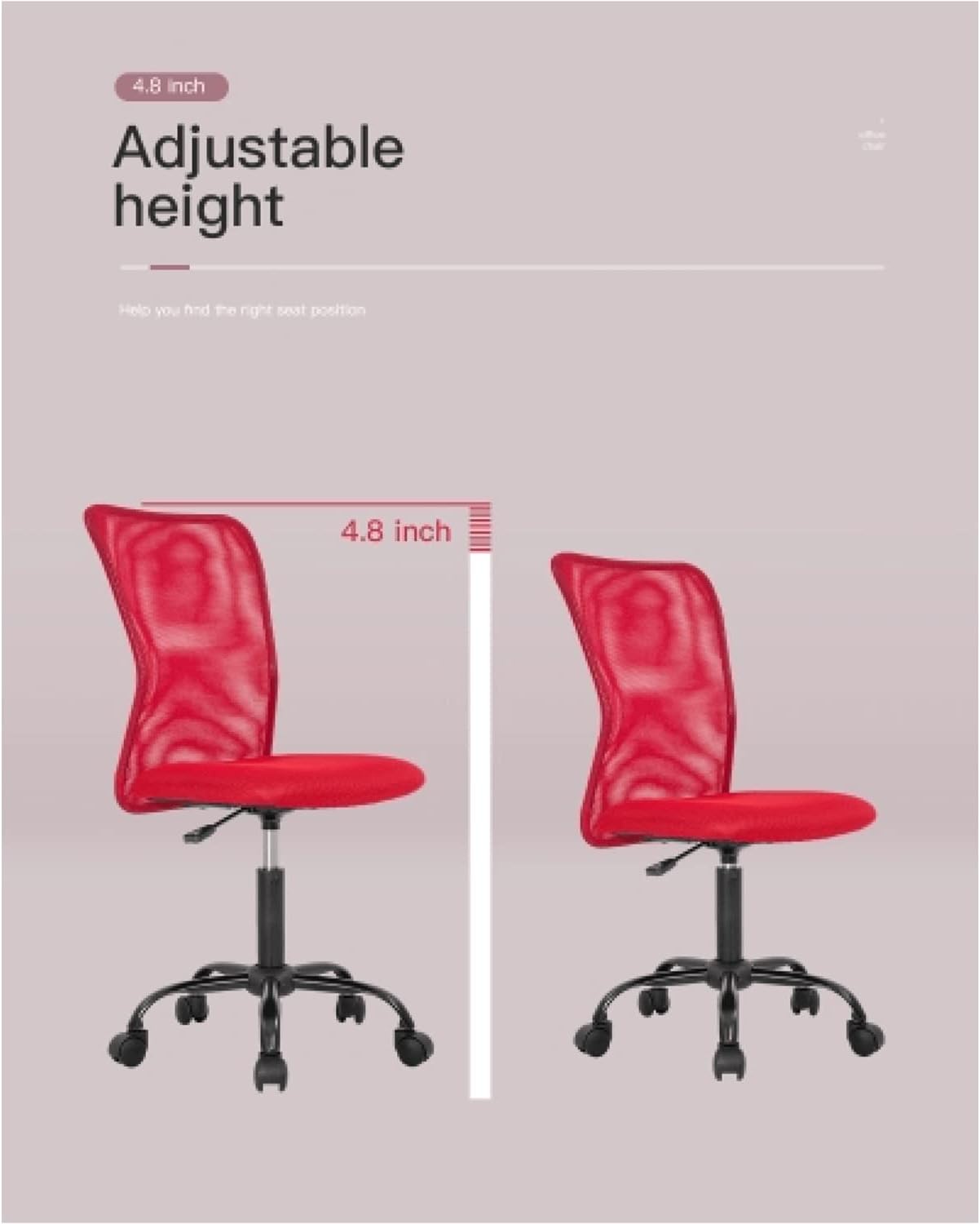 Silla de oficina sin brazos, silla de escritorio de malla, silla ergonómica para computadora con soporte lumbar, sillas ejecutivas giratorias