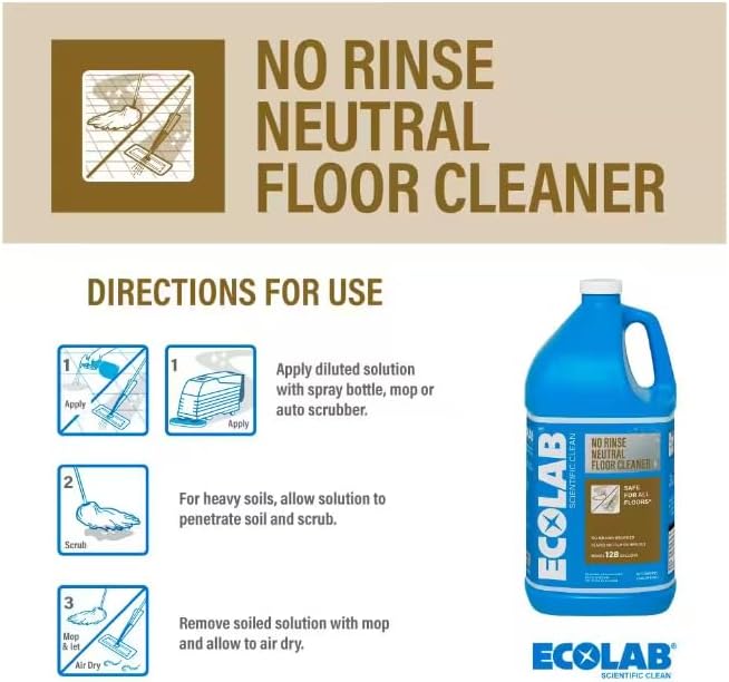 ECOLAB Limpiador de suelos neutro sin enjuague (1 galón) (4)