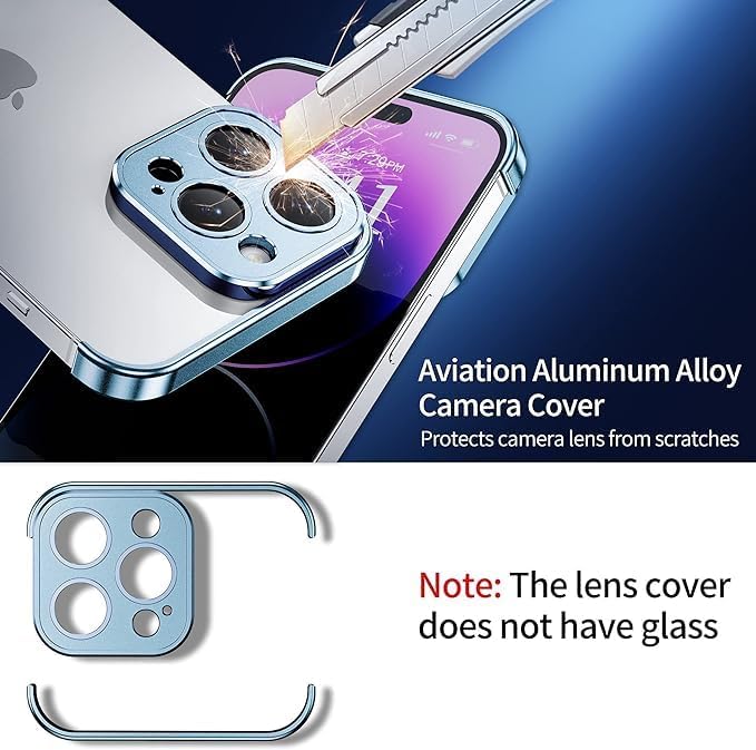 Funda de metal de aluminio suave sin marco con protector de lente de cámara, para iPhone 15 Pro Max, diseño sin espalda, compatible con carga