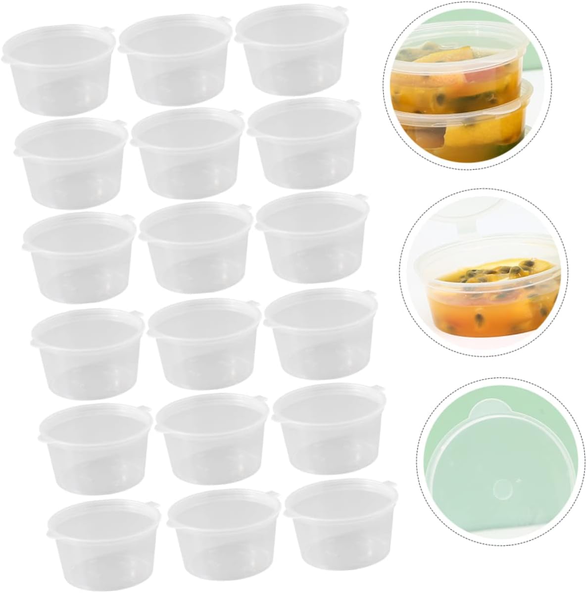 Caja de embalaje de fruta de la pasión, tazas de yogur, recipientes de salsa, tazas para cupcakes, accesorios de almuerzo para niños, contenedor de