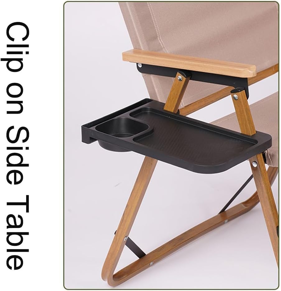 Clip en la mesa auxiliar taza tumbona bandeja para acampar silla plegable de aleación de aluminio (caqui)