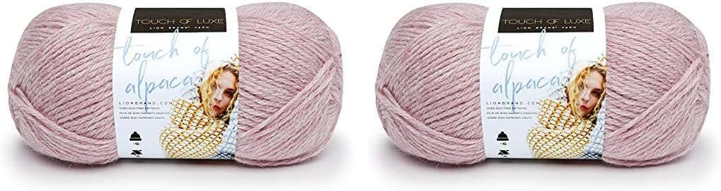 Lion Brand Yarn Touch of Alpaca – Ovillo de lana color rubor (1 madeja), paquete de 2 unidades