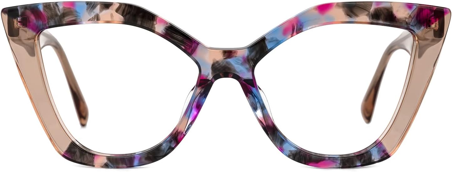 Zeelool Elegante acetato ojo de gato gafas marco con lente transparente sin prescripción mujeres gafas de gran tamaño Spitler ZJGA100148