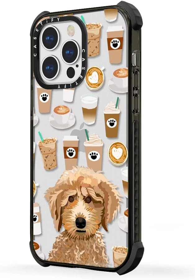 CASETiFY Ultra Impact – Funda para iPhone 13 Pro protección contra caídas de 9.8 pies  Funda transparente de café caniche para amantes de las razas