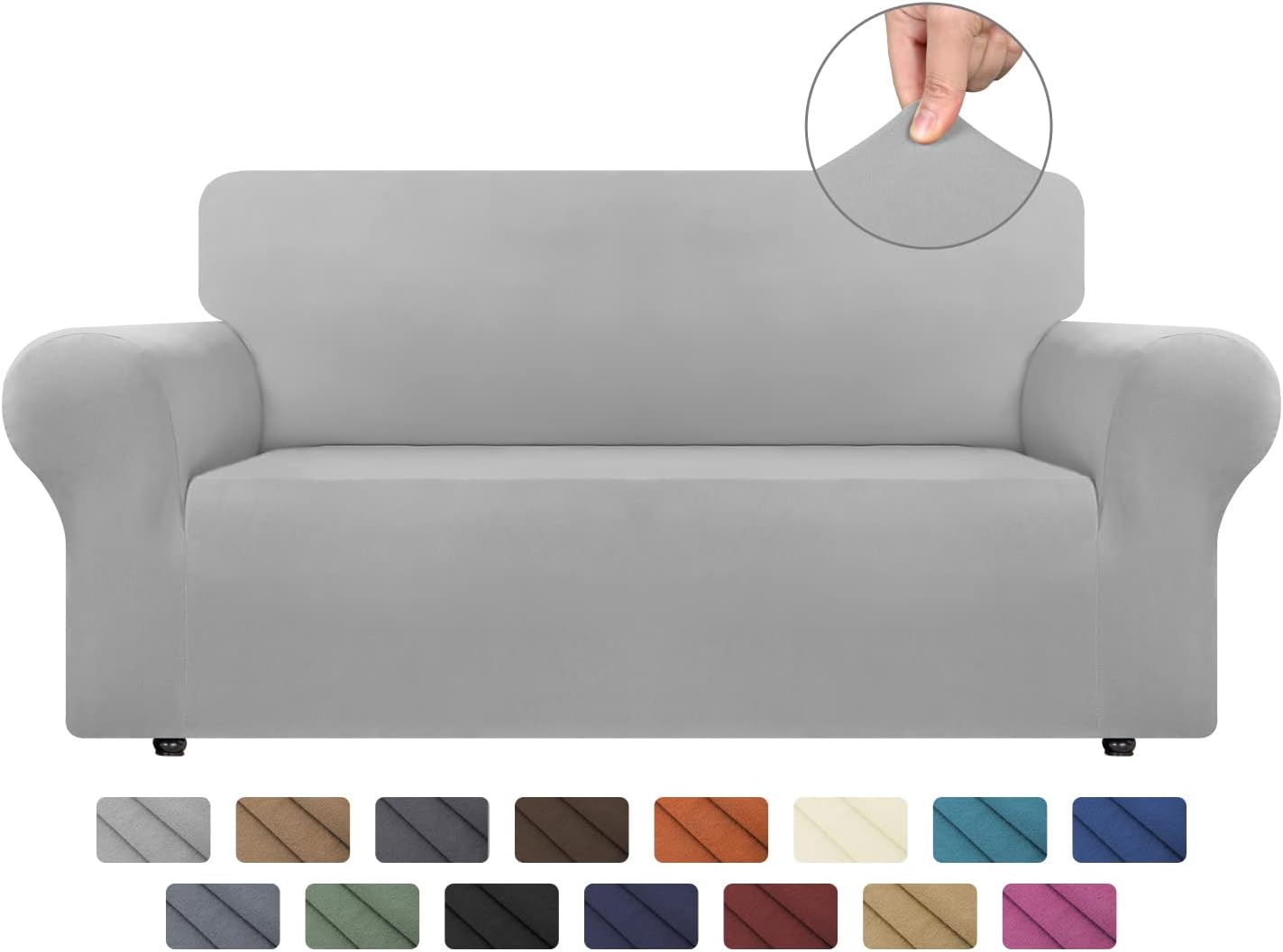 AZON Funda elástica de elastano para sofá, suave y lavable, de 1 pieza, para 2 cojines, con protector elástico de muebles para mascotas, niños
