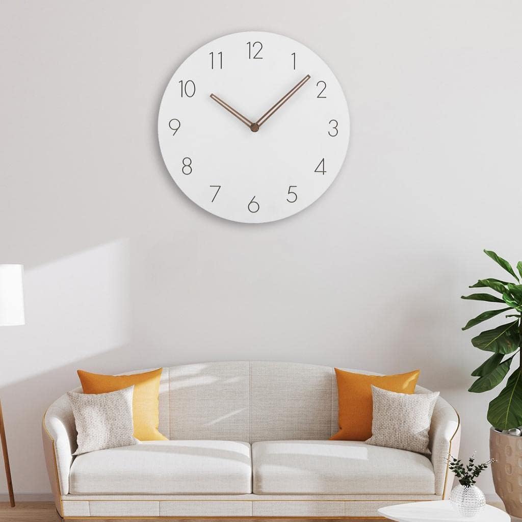 Reloj de pared de madera de 11 pulgadas, silencioso, moderno, con pilas, para decoración de cocina, dormitorio, color blanco