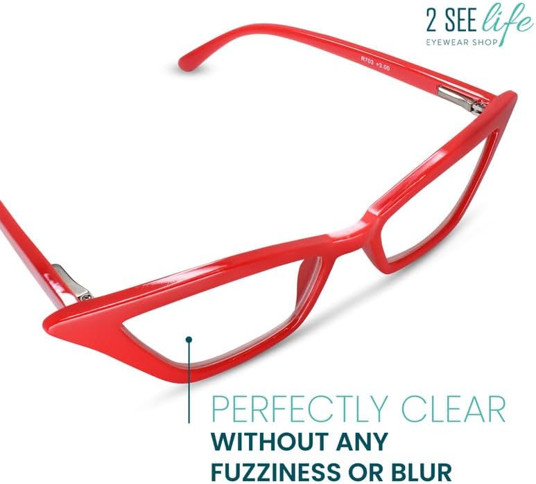 Lentes de lectura Red Funky Cat Eye para mujer para lucir elegante, a la moda con alta visión, cómodos para todas las formas de cara, lentes de