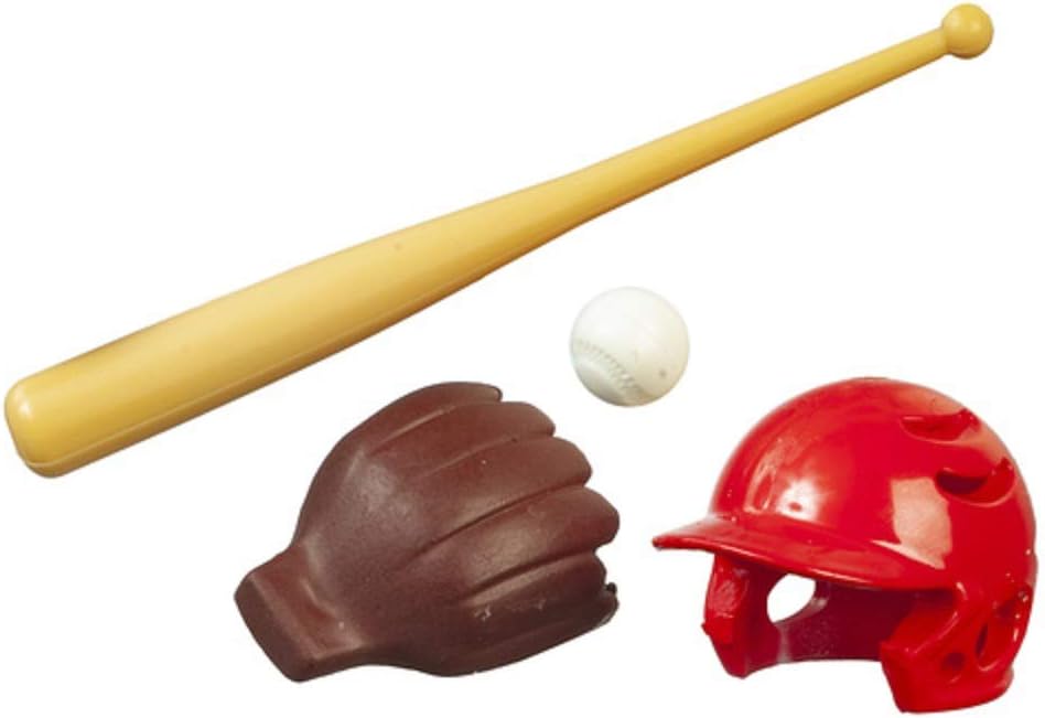 Melody Jane Dollhouse – Casco de béisbol americano, guante de murciélago y accesorios deportivos para juegos de pelota