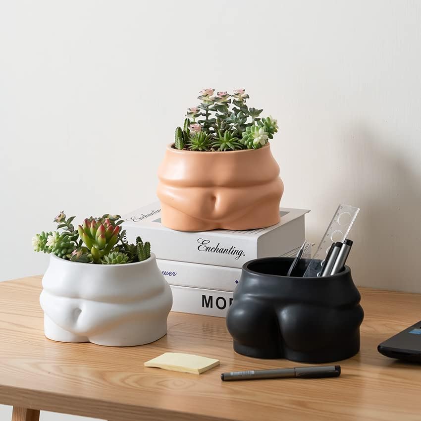 Maceta de cerámica para el vientre, maceta con agujero de draniage y tapones de goma para plantas de interiorexterior, maceta decorativa bohemia