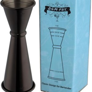BGM.FOX Jigger doble estilo japonés 2 oz 1 oz barra de cóctel Jigger con medidas en el interior, negro BGM.FOX Jigger doble estilo japonés 2 oz 1 oz barra de cóctel Jigger con medidas en el interior, negro