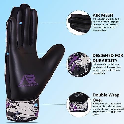 Guantes de portero de fútbol, guantes de portero de fútbol para niños, jóvenes, niños, doble protección de muñeca a lo largo de 0.157 in (0.157 in)
