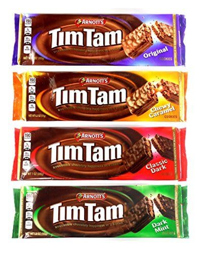 Deliciosa variedad Arnotts Tim Tam Biscuits – Original, caramelo, oscuro, menta oscura – Tamaño completo – Disfruta de sabores irresistibles