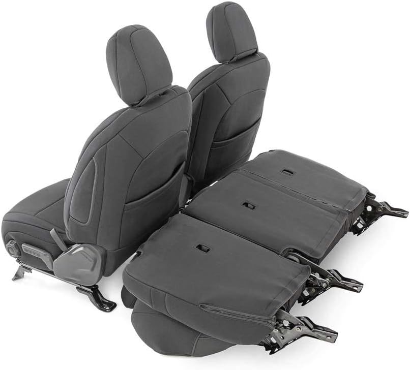 Rough Country Fundas de asiento de neopreno (para ajustar) Jeep Wrangler JL 4DR 12 fila 2018-2020, resistentes al agua, 91010, color negro