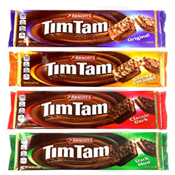 Deliciosa variedad Arnotts Tim Tam Biscuits – Original, caramelo, oscuro, menta oscura – Tamaño completo – Disfruta de sabores irresistibles