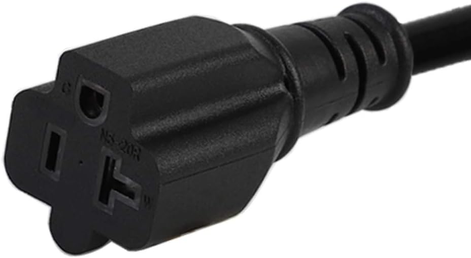 Cable adaptador de enchufe de ángulo recto (ángulo abajo) de 15 amperios a 20 amperios, con certificación UL, 14 AWG (1 pie), NEMA 5-15P a 5-1520R