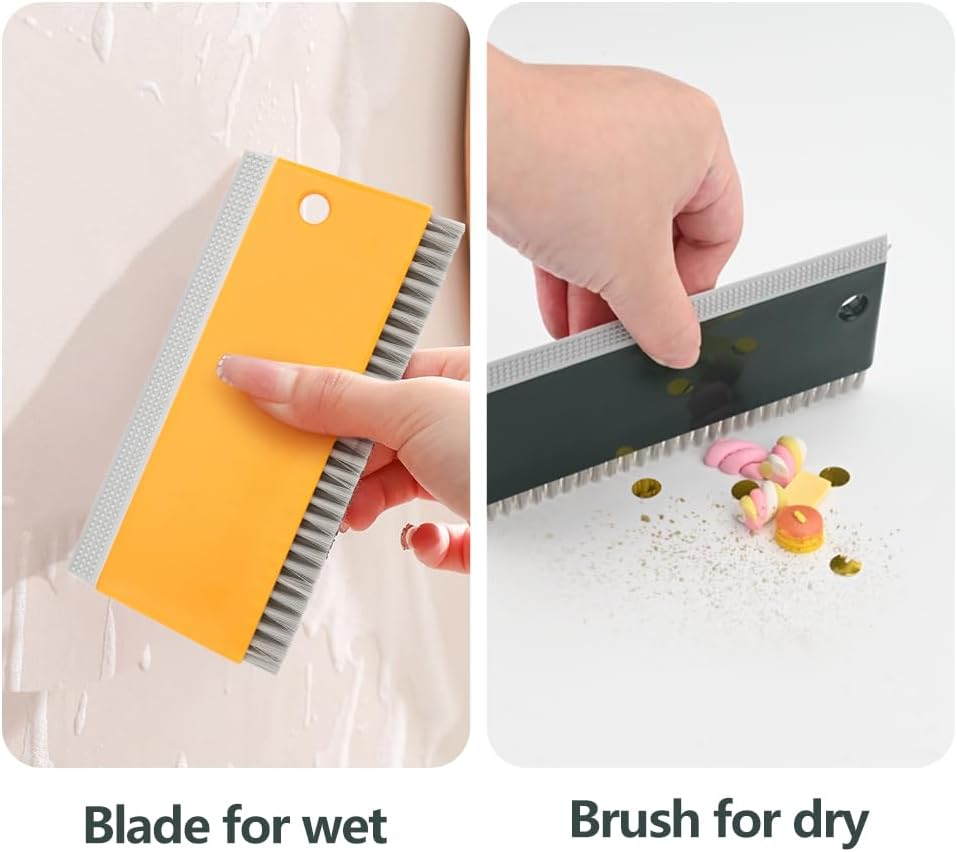 3 cepillos para fregadero de cocina y encimera 2 en 1, raspador pequeño, raspador de goma, derrames limpios húmedos y secos, apto para lavavajillas