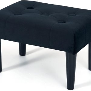 BRIAN & DANY Taburete pequeño otomano, asiento suave de terciopelo con patas de madera, taburete para sala de estar, taburete para pies (negro) BRIAN & DANY Taburete pequeño otomano, asiento suave de terciopelo con patas de madera, taburete para sala de estar, taburete para pies (negro)