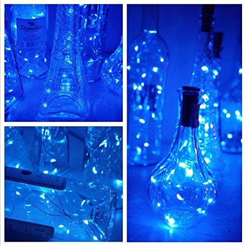 LoveNite Luces para botella de vino con corcho, paquete de 6 unidades, funciona con pilas, 15 luces LED en forma de corcho, alambre plateado,