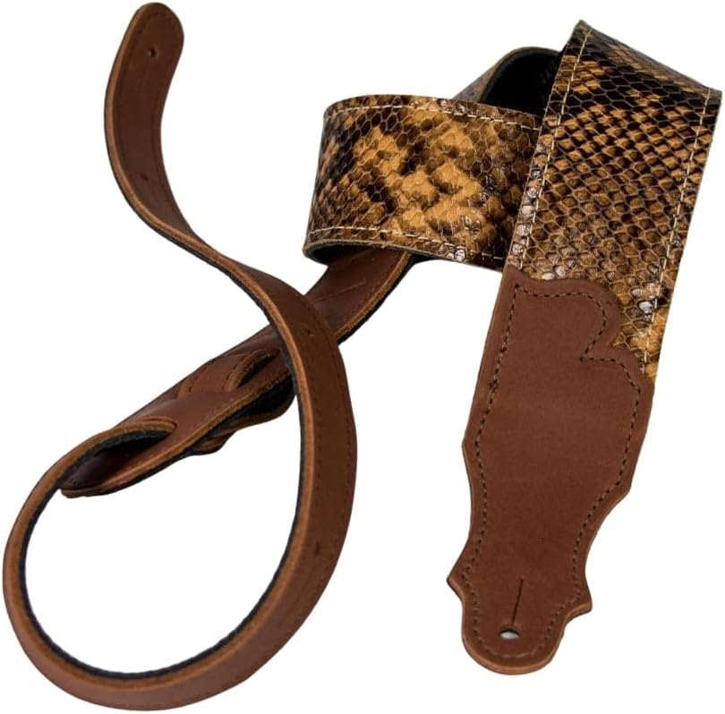 Correa de guitarra de cuero para guante de bola de piel de serpiente de 2 pulgadas