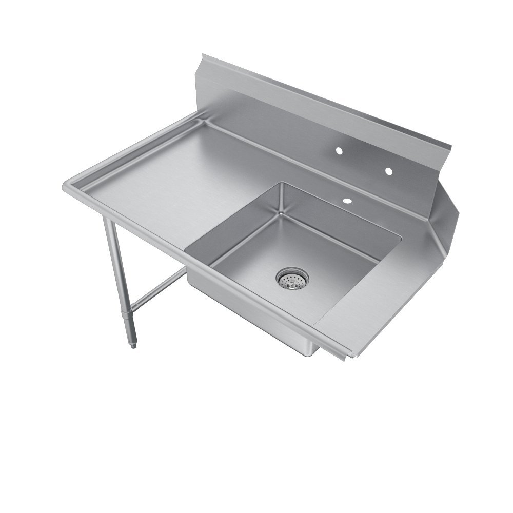 Elkay Foodservice Soiled Dishtable, 1 12″ Diseño de borde enrollado, 60 X 30″ OA, 34 “Altura de trabajo, 10 34” Backsplash, patas galvinizadas,