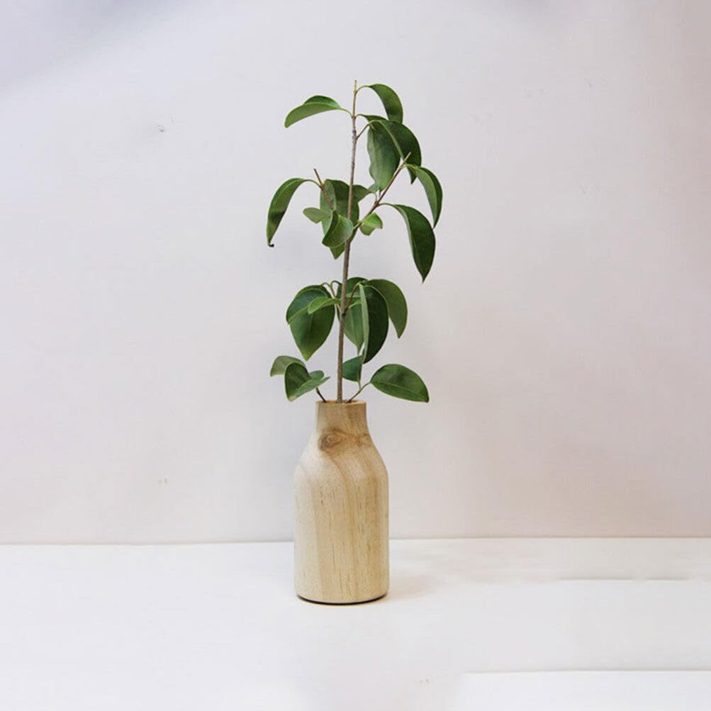 VOSAREA Florero de madera Florero de madera Arreglo de flores Pot Mesa de comedor Jarrón para planta seca