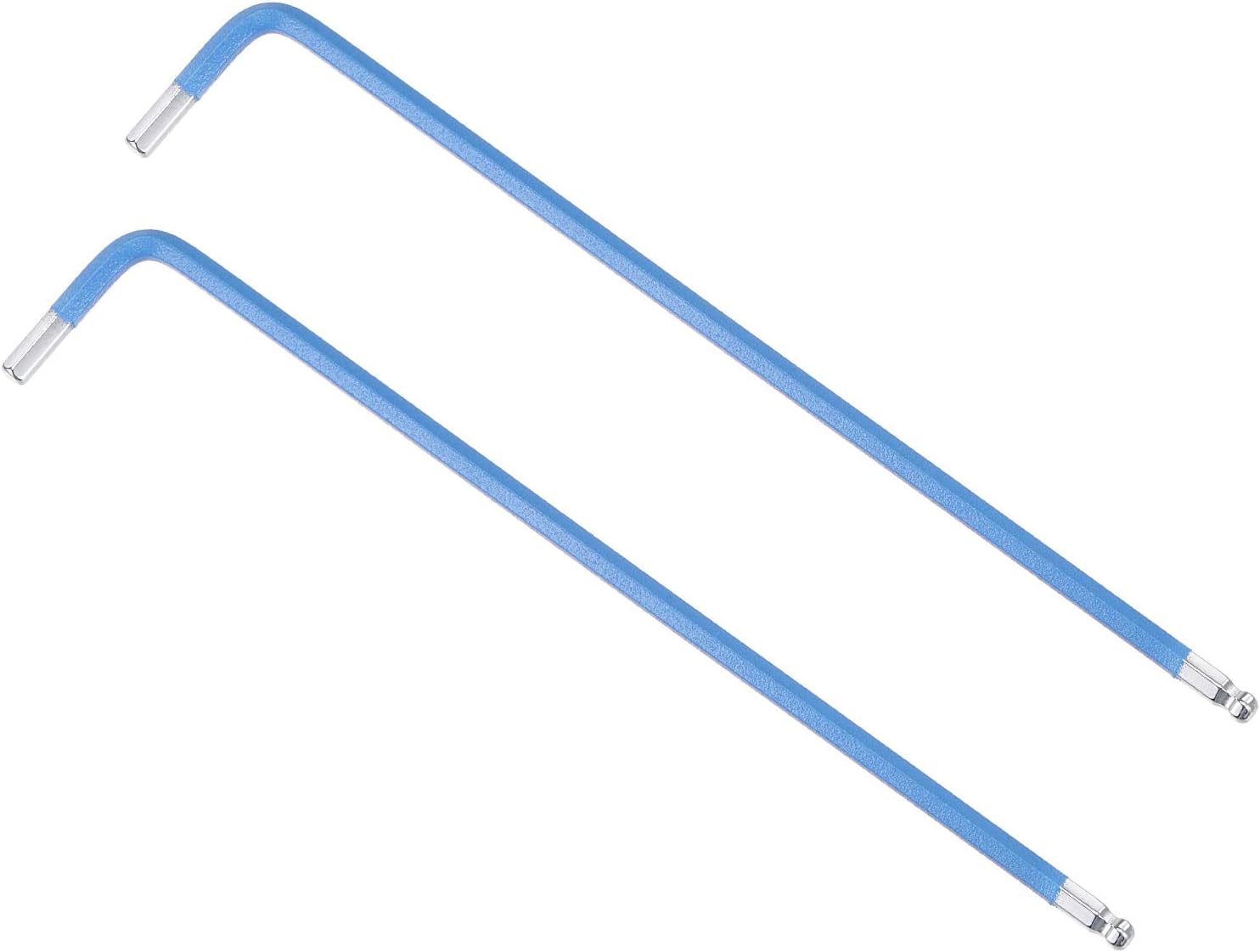 uxcell Llave hexagonal de extremo de bola de 0.118 in, herramienta de reparación de acero S2 en forma de L brazo largo 2 piezas