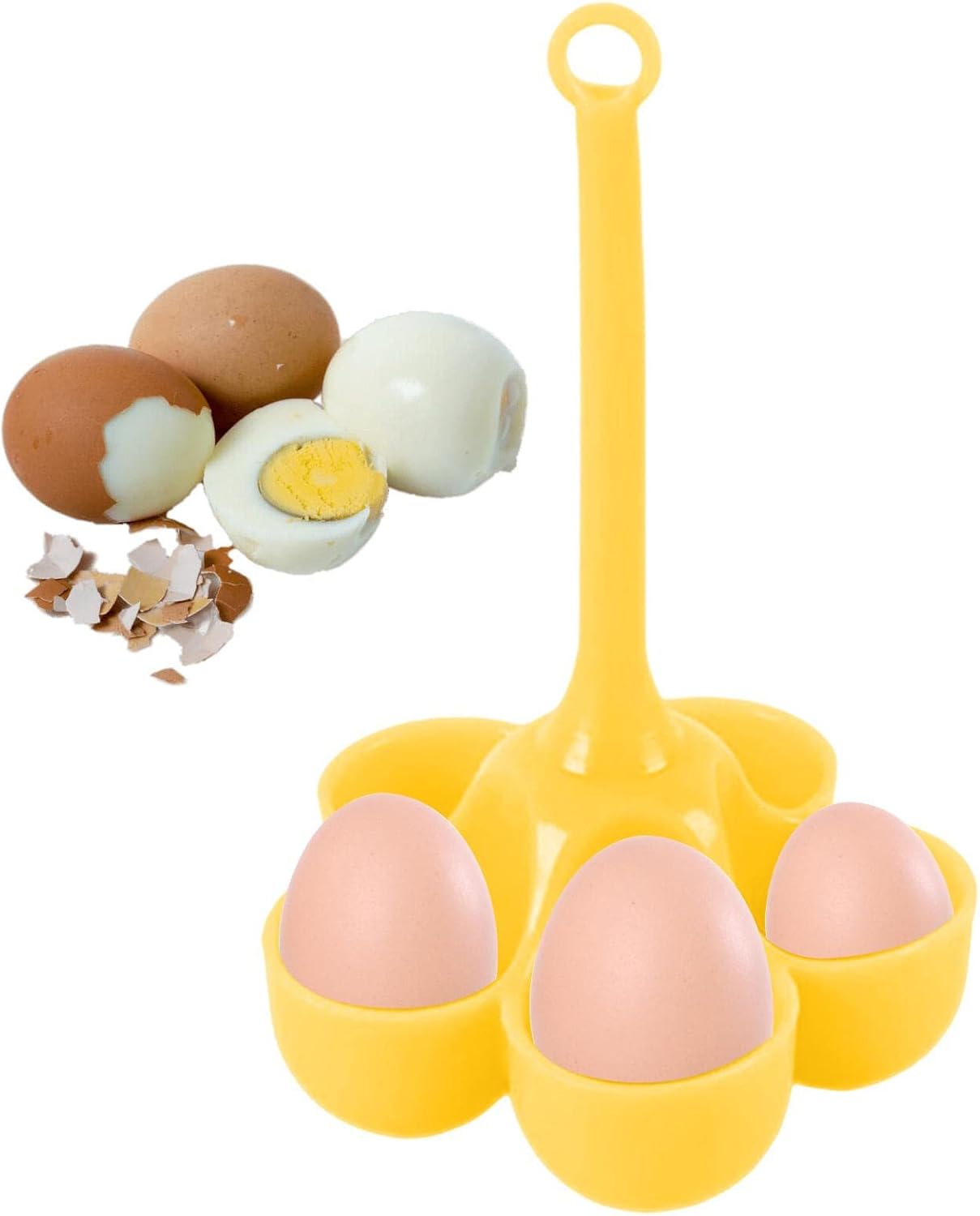Cocedor de huevos de 5 agujeros, caldera de huevos de silicona resistente al calor, bandeja de huevos sin BPA con asas, estante para huevos, taza de