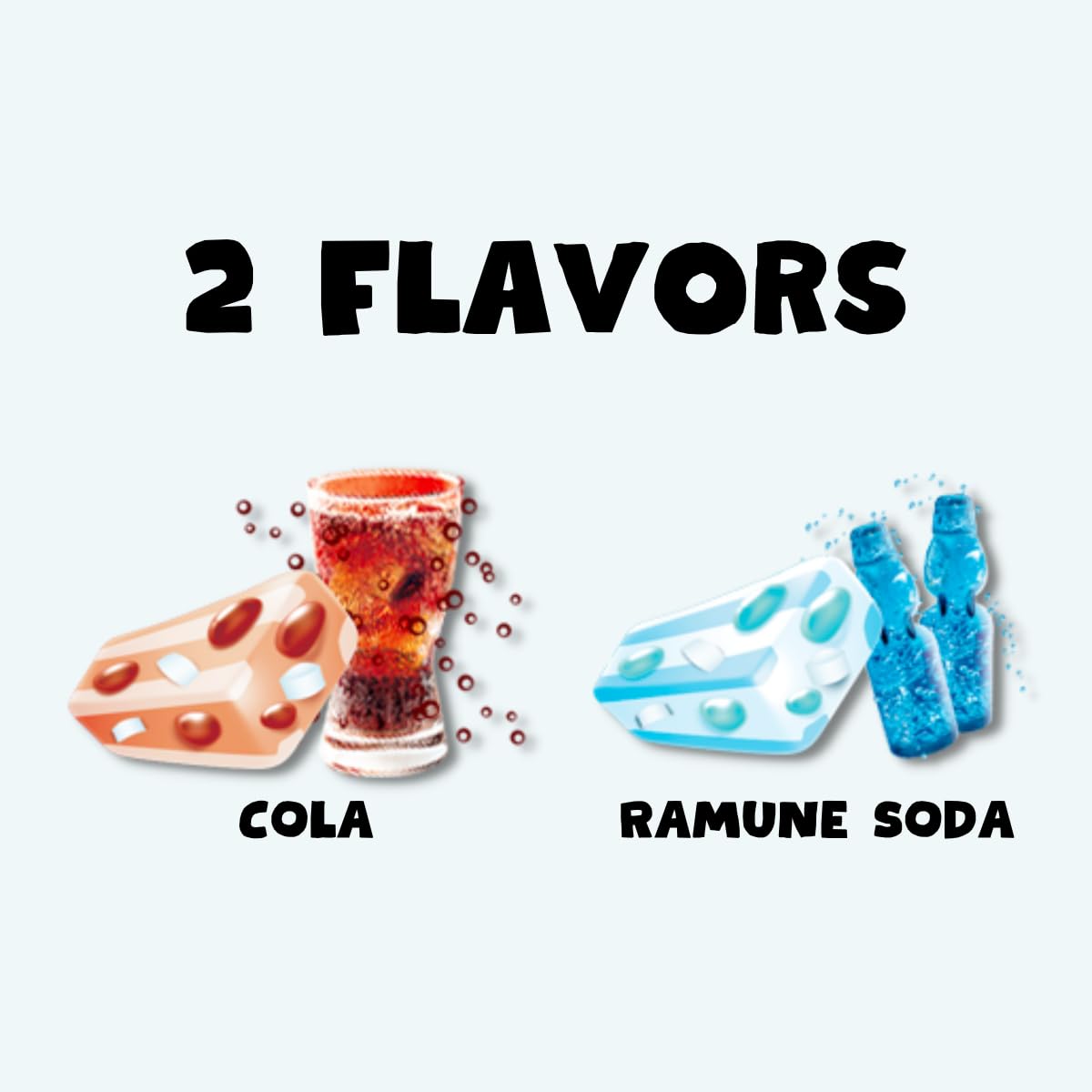 Puchao Japanese Gumming Soft Candy Variety Pack, 4 Fruits, Soda and Ramune Flavors, Unique Chewy candy with Juicy Gummy Bits Pack of 2, Product of