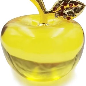 Hoobar Figura de cristal de manzana, pisapapeles, decoración ideal de 2.7 pulgadas, regalos para boda, cumpleaños, Navidad (amarillo) Hoobar Figura de cristal de manzana, pisapapeles, decoración ideal de 2.7 pulgadas, regalos para boda, cumpleaños, Navidad (amarillo)