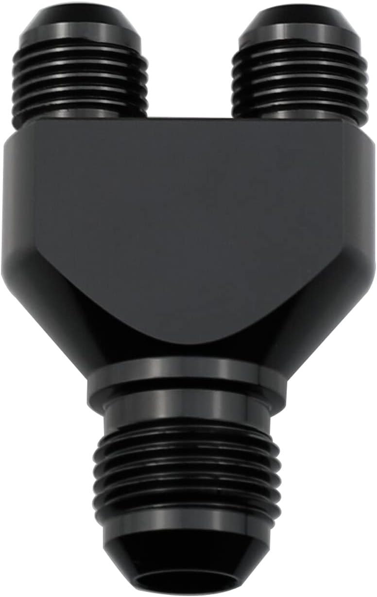 KRD PERFORMANCE Adaptador de bloque en Y de aluminio -8 AN macho giratorio a salida paralela dual 2 x -6 AN macho conector de manguera en T, divisor