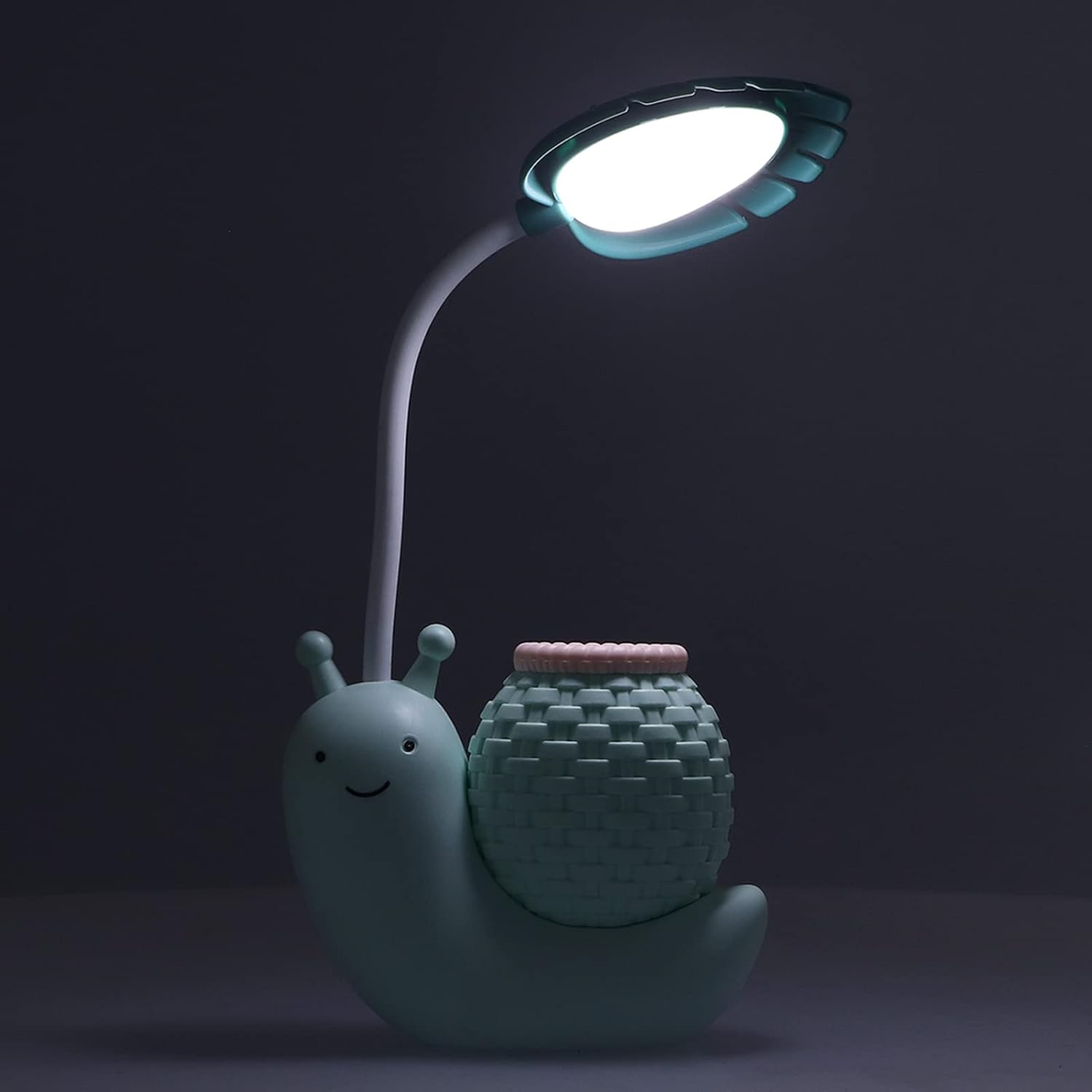 Lámpara de escritorio LED con soporte para bolígrafo, soporte de dibujos animados, lámpara de mesa con múltiples funciones de carga USB, linda luz