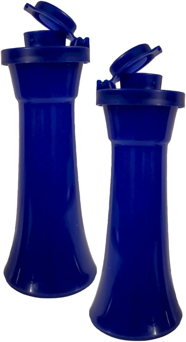 Tupperware Juego de mini salero y pimentero de reloj de arena en azul Tokio