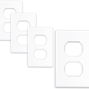 Cubierta de interruptor dúplex individual, placa de pared sin tornillos, tamaño estándar de 2 segmentos 4.72 x 2.95 pulgadas, termoplástico de Cubierta de interruptor dúplex individual, placa de pared sin tornillos, tamaño estándar de 2 segmentos 4.72 x 2.95 pulgadas, termoplástico de